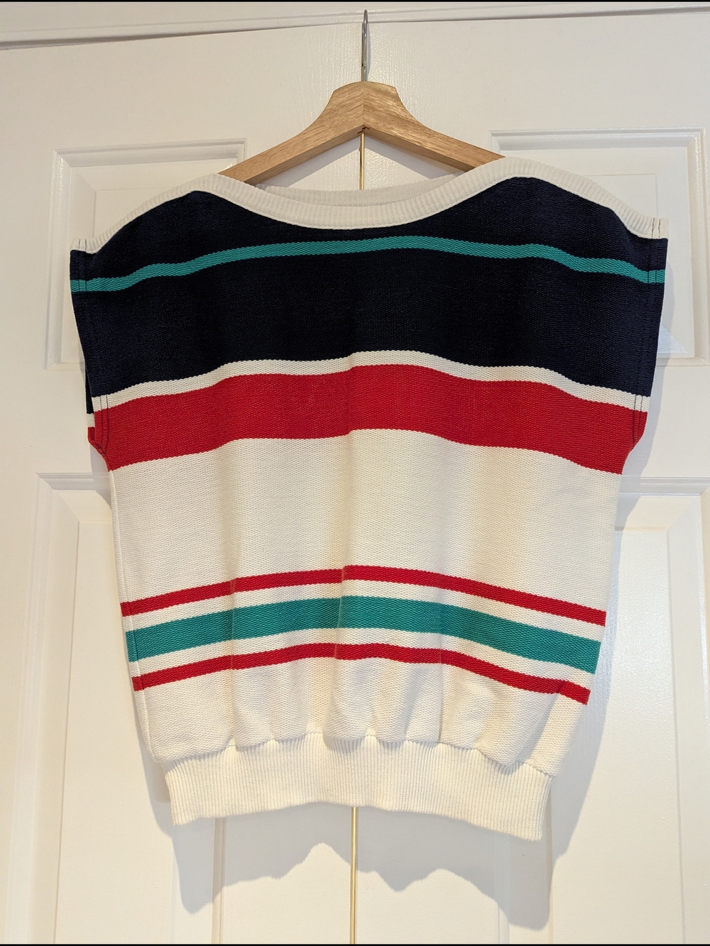 Vintage 80s St. Michael Striped Crewneck Sweater Top Nautical Coastal Grandma